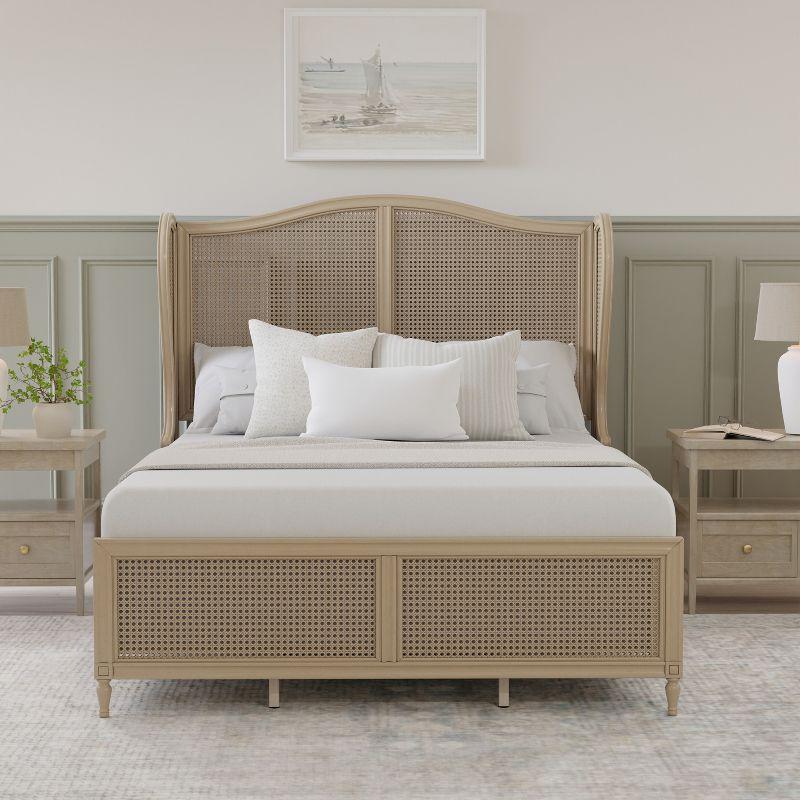 Sausalito Medium Taupe King Bed with Natural Cane Panels