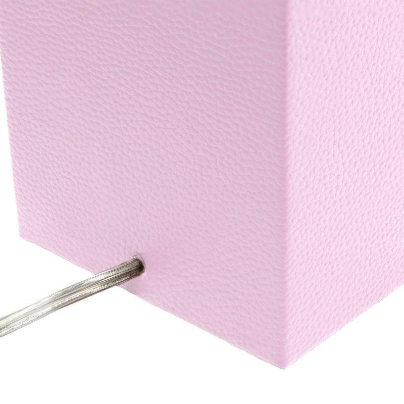 Elegant Designs 21" Modern Leather Wrapped Table Lamp with USB Port and Feit LED (Includes LED Light Bulb) Light Pink