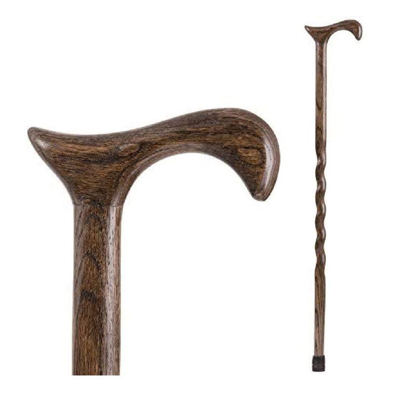 Brazos Twisted Wood Grain Wood T-Handle Cane 37 Inch Height