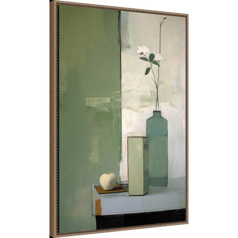 Amanti Art 23"x33" Green Still Life by Treechild: Botanical Lithograph, Bronze Frame, Vertical Wall Canvas