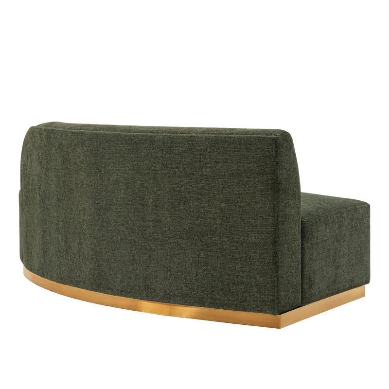 131.89" Daria Linen Upholstered Sofa Sectional with Pillows Olive Green - Manhattan Comfort