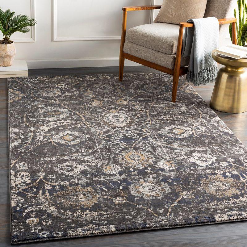 Avellino Round Hand-Knotted Black Synthetic Fur Area Rug, 51"