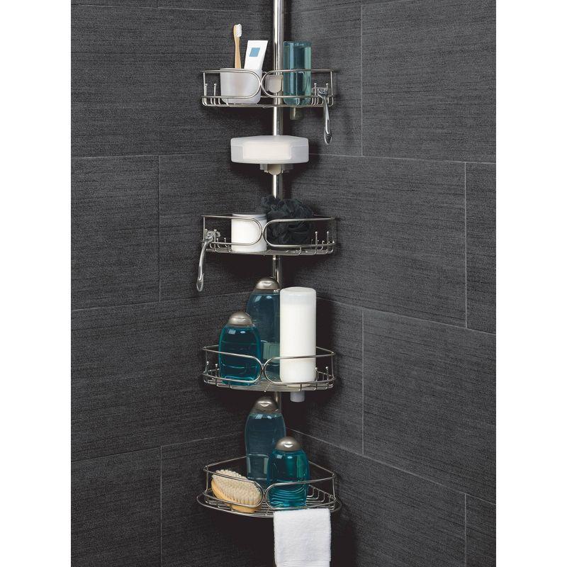 Stainless Steel Tension Pole Shower Caddy with Adjustable Shelves