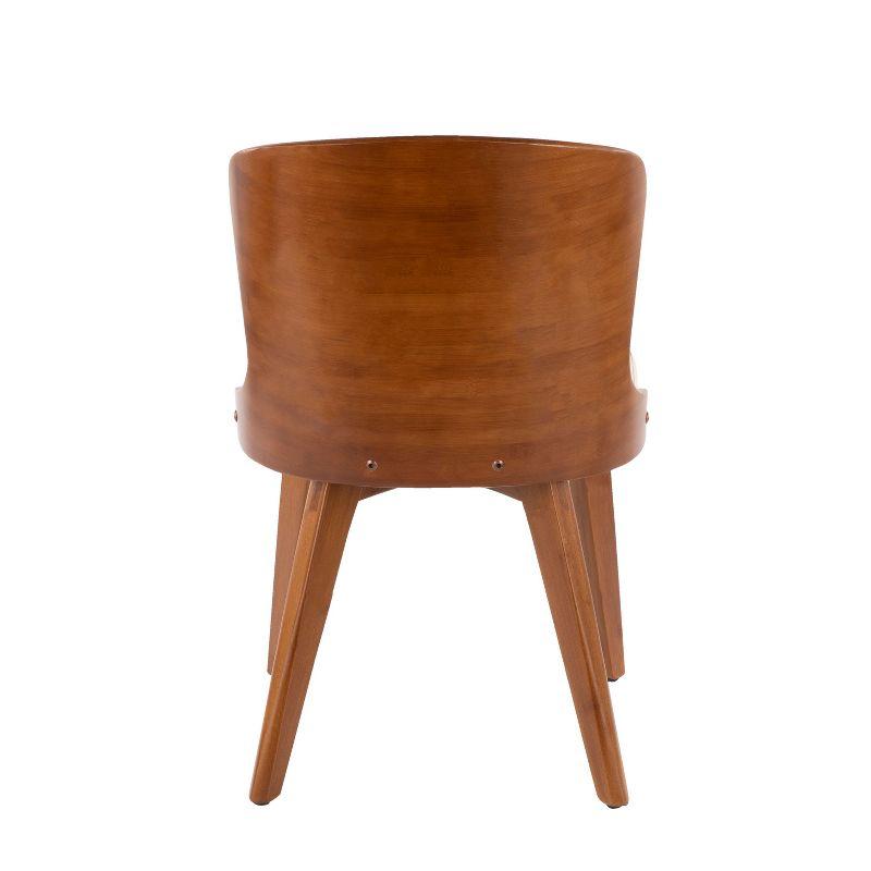 LumiSource Bocello Mid-Century Modern Chair Cream/Walnut: Faux Leather, Wood Frame, Floor Protectors