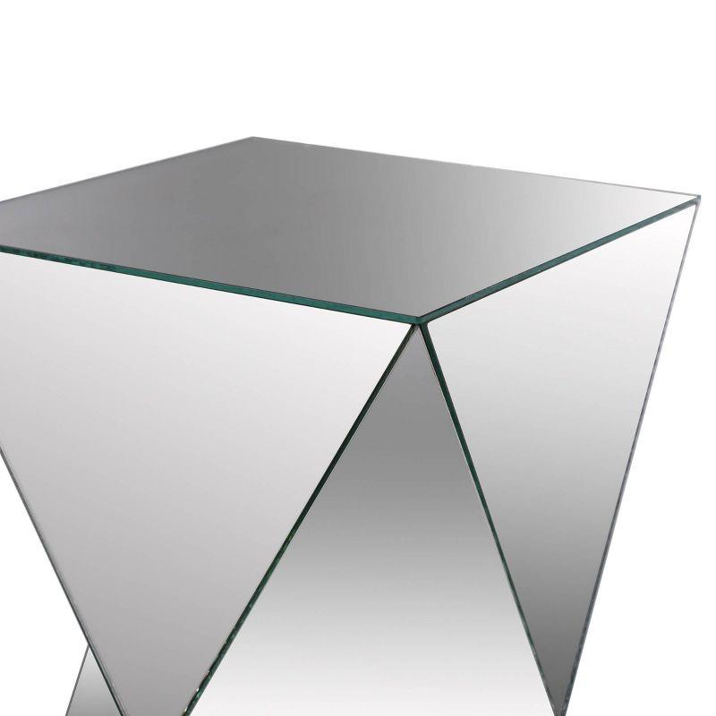 Mirrored Pedestal Table Silver - Stylecraft: Elegant Accent Nightstand, Non-Toxic MDF Frame