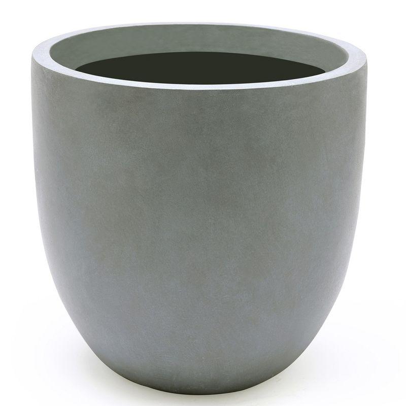 LuxenHome Round Tapered 9.2" H House Planter, Indoor/Outdoor Gray