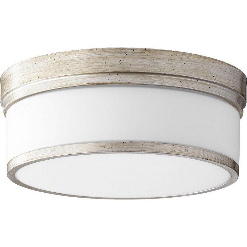 Quorum Lighting Celeste 3-Light Flush Mount, Aged Silver Leaf, 14 Width, 5.5 Height, Aluminum