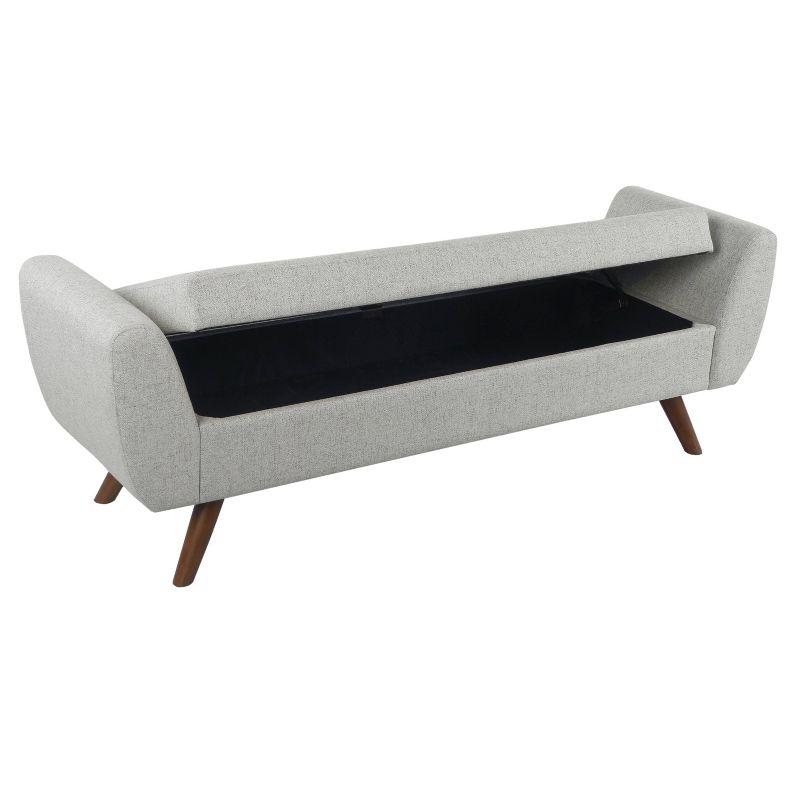 Walnut Finish Modern Gray Woven Storage Bench - 62"