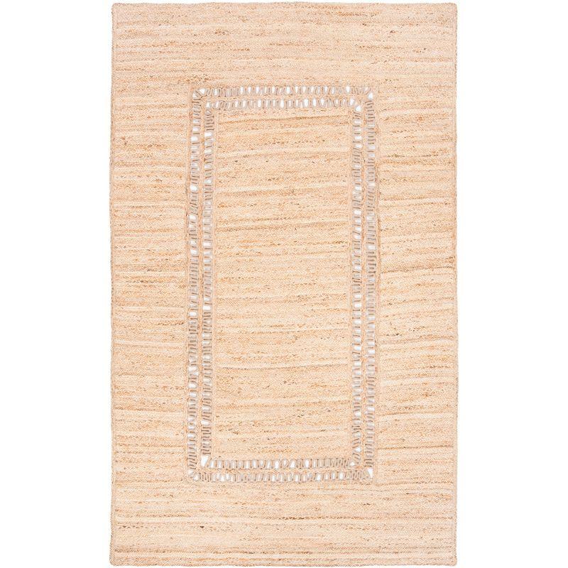 Beige Handwoven Jute Rectangular Area Rug 3' x 5'