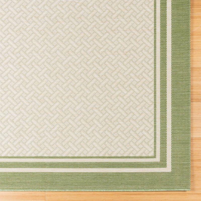 Gertmenian Paseo Soroa Palm Green/Beige Classic Border Indoor/Outdoor Flatweave Area Rug