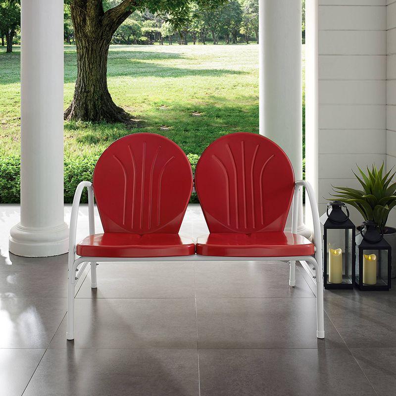 Griffith Red and White Metal Outdoor Loveseat