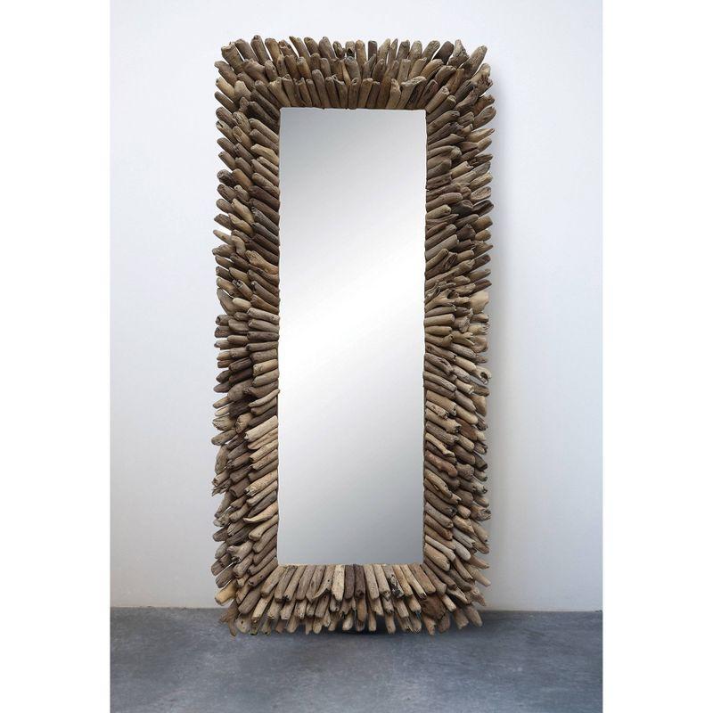 Storied Home Big Driftwood Framed Wall Mirror Natural: Coastal-Inspired, Rectangular, Wood & Glass, 24"x52.5"