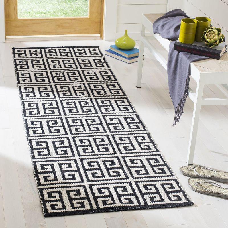 Coastal Charm Black-Ivory Hand Woven Cotton Runner Rug 2'3" X 7'