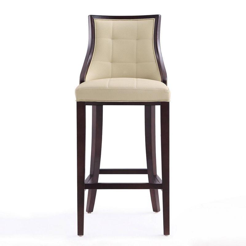 Fifth Avenue Upholstered Beech Wood Faux Leather Barstool Cream - Manhattan Comfort: Padded Back, Armless Design, Fixed Height