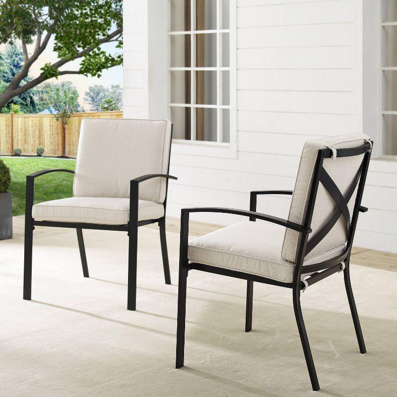 Kaplan 2pk Outdoor Dining Chair Oatmeal/Oil Rubbed Bronze - Crosley