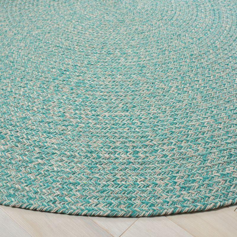 Coastal Charm Teal and Ivory Handwoven Cotton 5' Round Area Rug