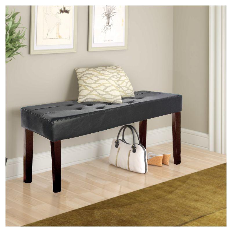 Espresso Elegance Tufted Leatherette Ottoman Bench