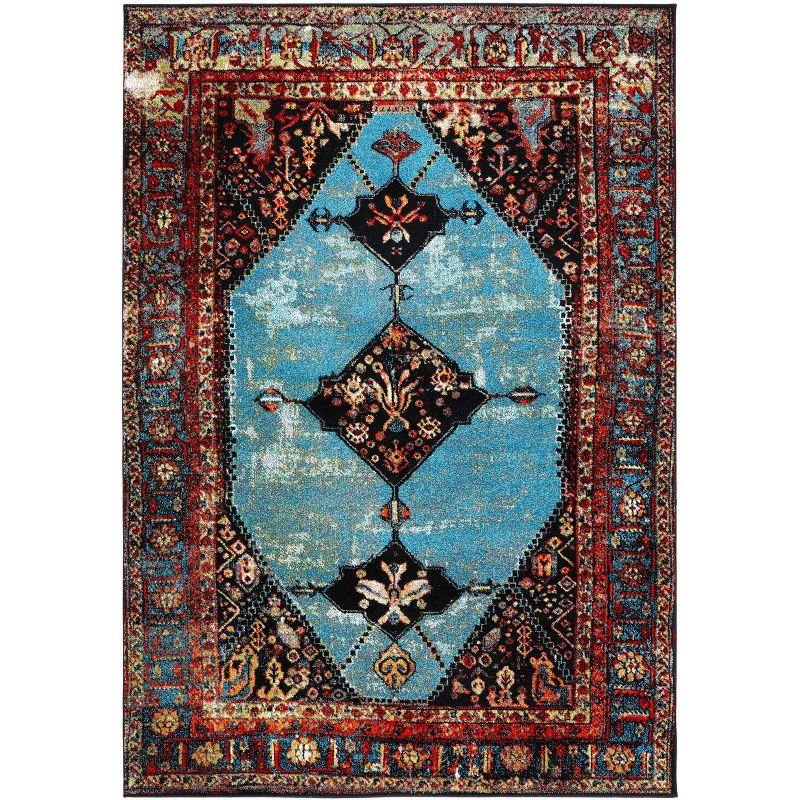 Vintage Hamadan VTH217 Power Loomed Indoor Area Rug - Red/Light Blue - 5'3"x7'6" - Safavieh