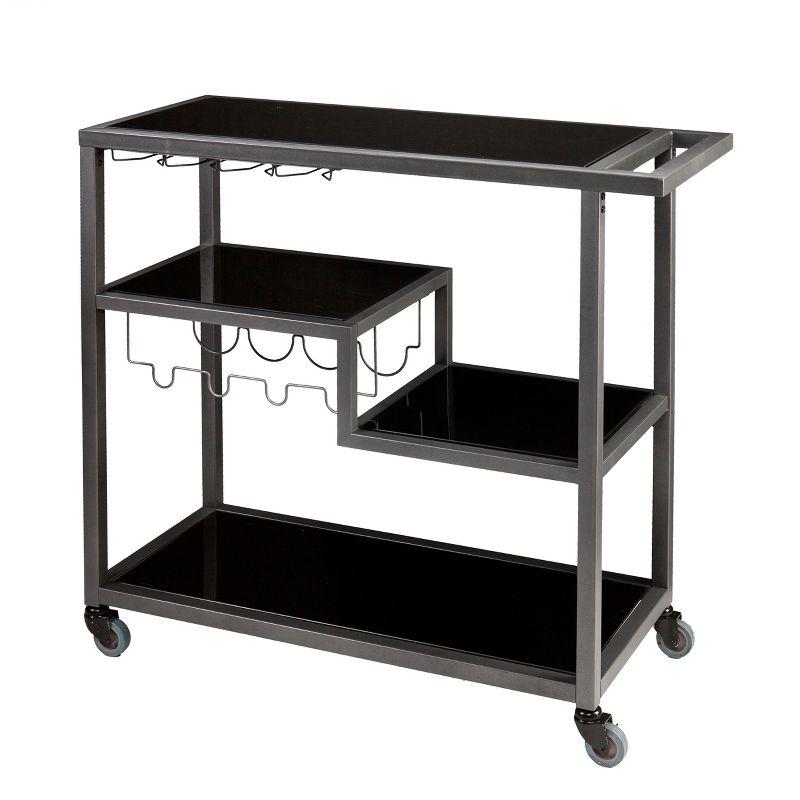 Holly & Martin Zephs Bar Cart - HZ8810 - Gunmetal Gray w/ Black Glass - SEI
