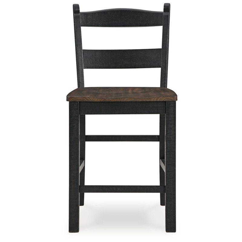 Valebeck Black and Brown Wood Counter Height Bar Stools, Set of 2