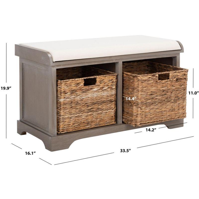 Freddy Wicker Storage Bench - AMH5736 - White Wash - Safavieh