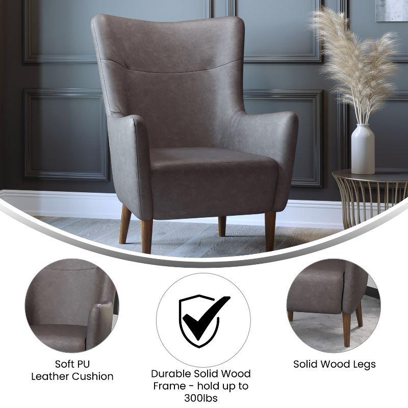 Flash Furniture Connor Traditional Wingback Accent Chair, Commercial Grade Faux Leather Upholstery and Wooden Frame and Legs