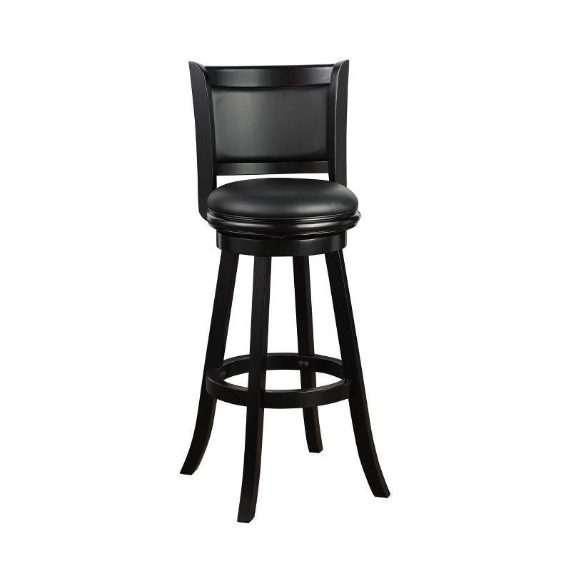34" Extra Tall Augusta Swivel Barstool Black - Boraam: Durable Hardwood, Faux Leather, 360 Swivel, Footrest