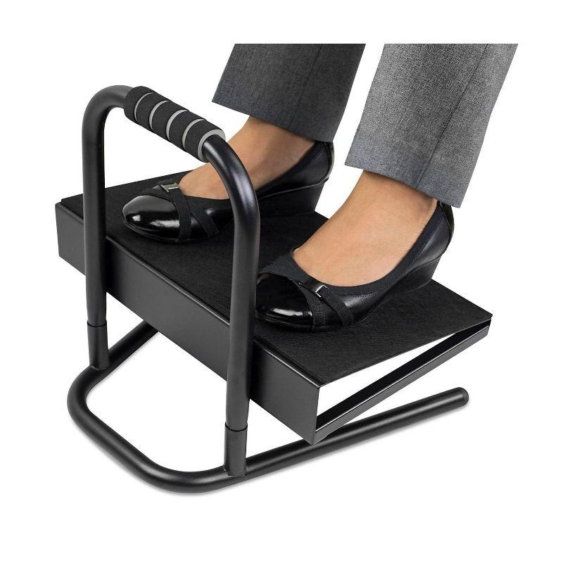 Mount-It! Height Adjustable Footrest for Standing and Sitting, Under The Desk Footrest with Handle