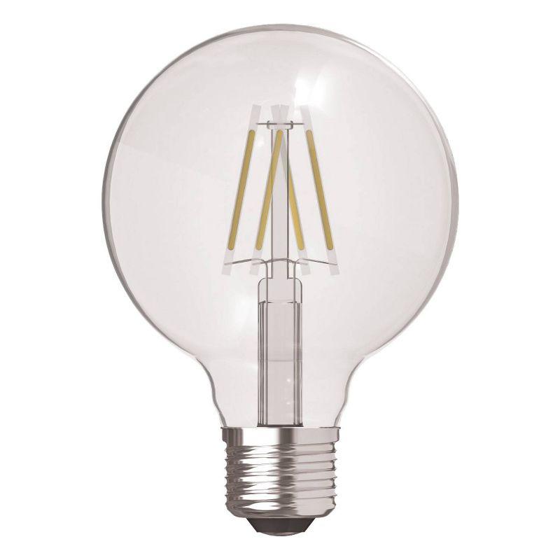 GE 2pk 60W G25 LED Globe Filament Clear Light Bulbs Soft White: Round E26 Type A, Bathroom, 500 Lumens, Energy Star Certified