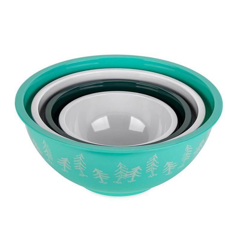 Camco Life is Better at The Campsite Nesting Bowl Set, Includes (4) Durable Melamine Bowls with (4) Plastic Lids Suitable for On-The-Go Lifestyles