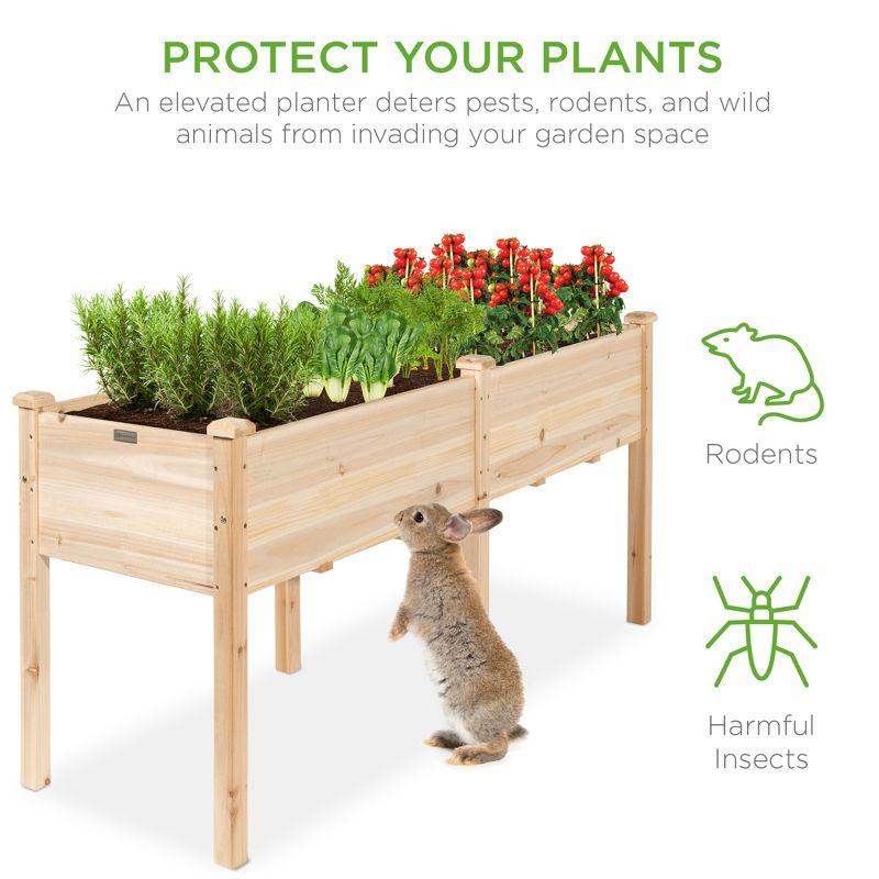 Best Choice Products 72x24x30in Raised Garden Bed, Elevated Wood Planter Box for Patio w/ Divider Panel - Natural