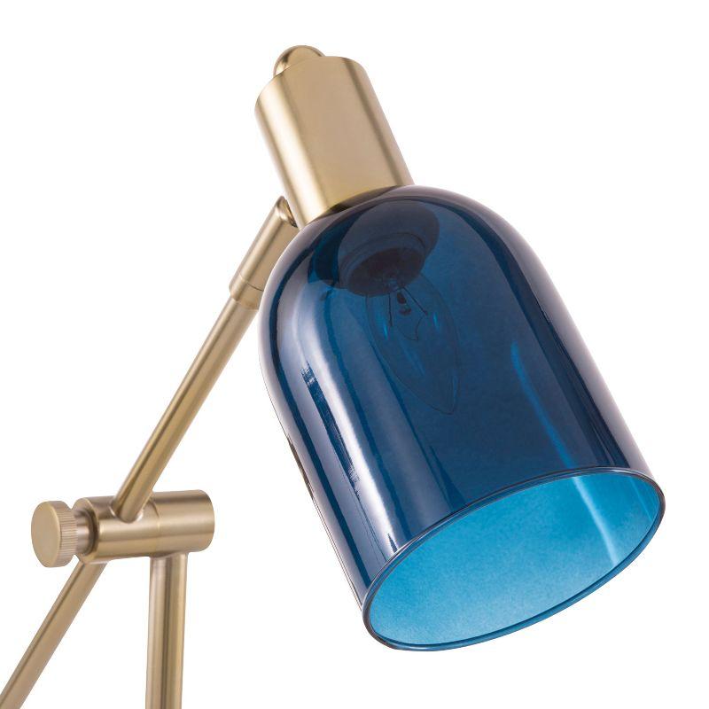 Marcel Adjustable White, Gold, and Blue Glass Table Lamp