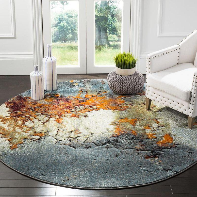 Glacier GLA125 Power Loomed Indoor Area Rug - Blue/Multi - 6'7" Round - Safavieh