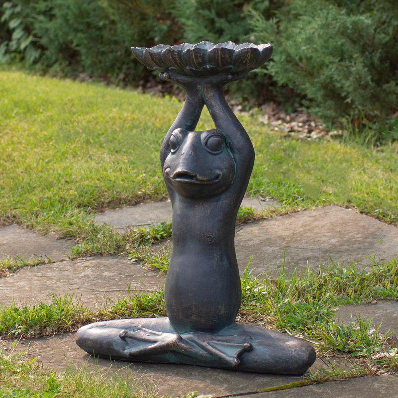 Northlight Seasonal 22.25" Gray Yoga Frog with Bird Feeder Outdoor Garden Statue