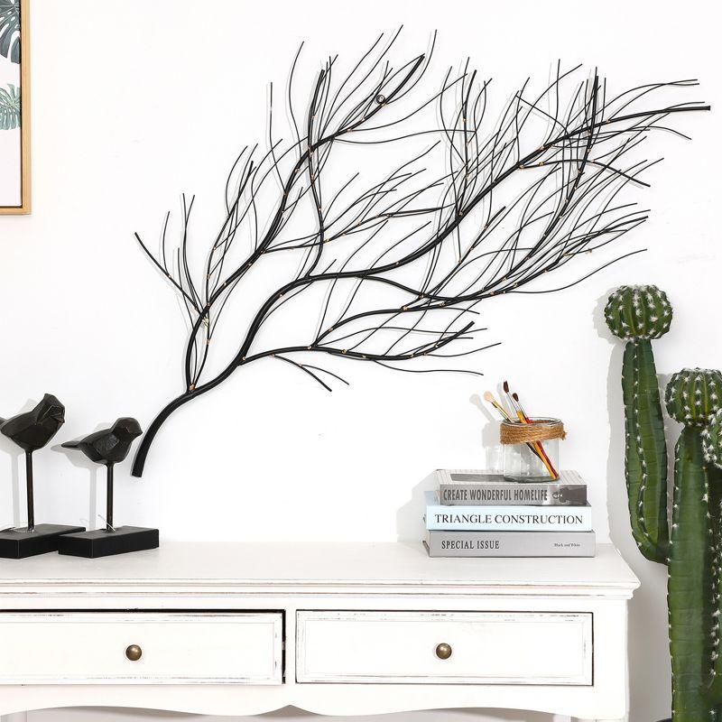 LuxenHome Black with Gold Metal Branch Wall Art Home Decor