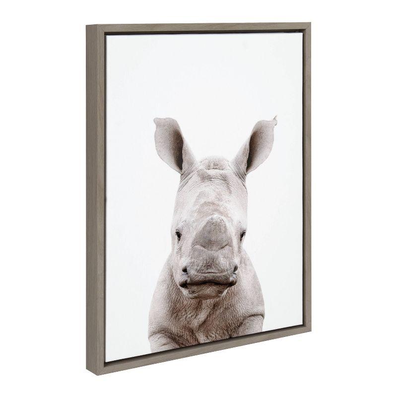 18" x 24" Sylvie Animal Studio Baby Rhino Framed Canvas by Amy Peterson - Kate & Laurel All Things Decor