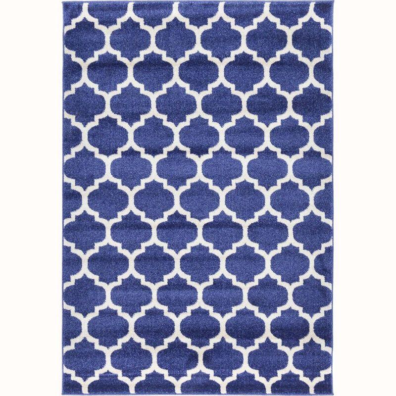 Unique Loom 4' 1 x 6' 1 Trellis Philadelphia Dark Blue Area Rug