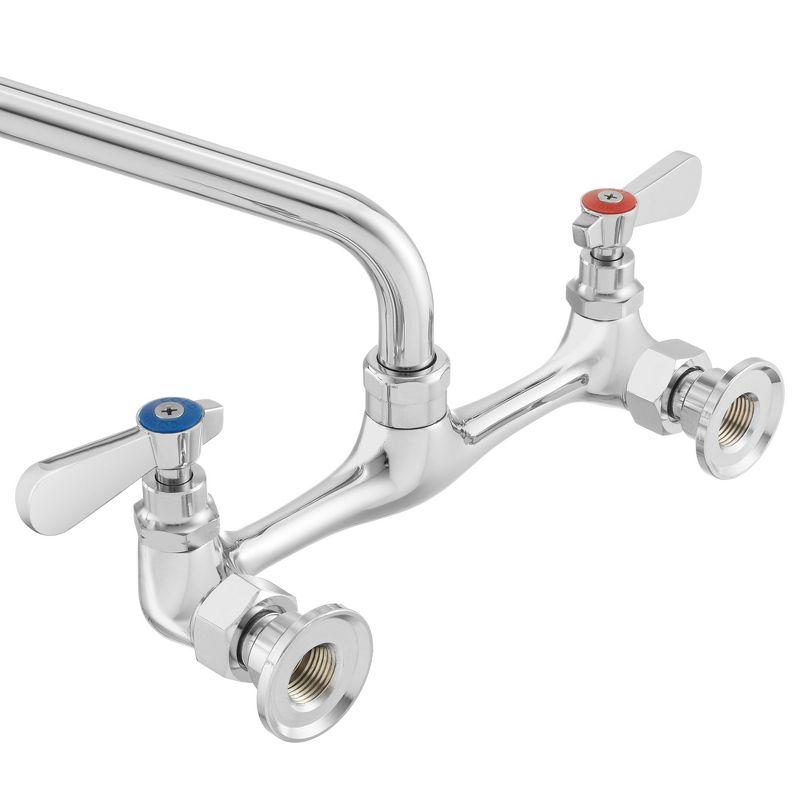 GRIDMANN Commercial Wall Mount Sink Faucets, 8" Centers with Swivel Spouts, NSF, Dual Lever Handles, Brass Construction, Chrome Polished Finish