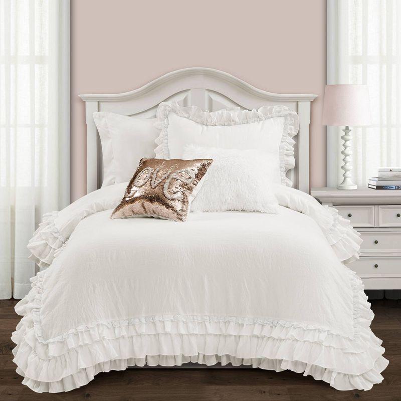 Ella Shabby Elegance Ruffle Lace Microfiber Comforter Set