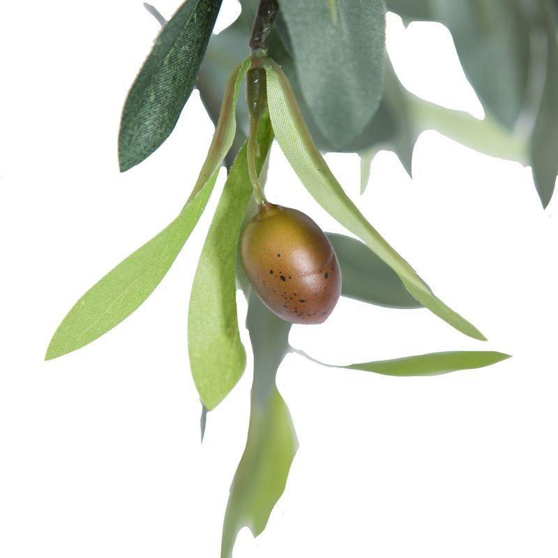 30-Inch Green Faux Olive Tree in Black Plastic Pot