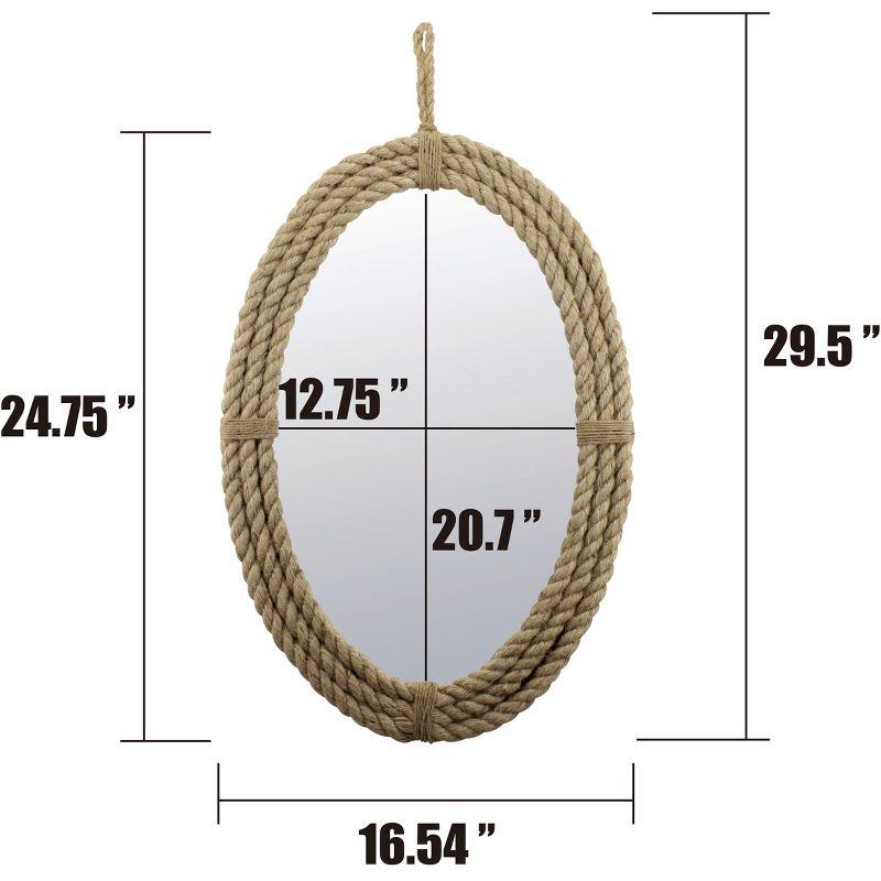 Decorative Rope Wall Mirror with Loop Hanger Tan - Stonebriar Collection