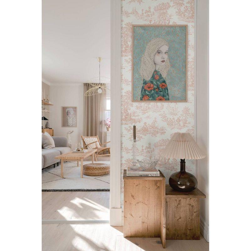 NextWall Chateau Toile Peel and Stick Wallpaper Pink: Vintage Vinyl, Self-Adhesive, Repositionable, Washable, 30.75 Sq Ft Coverage