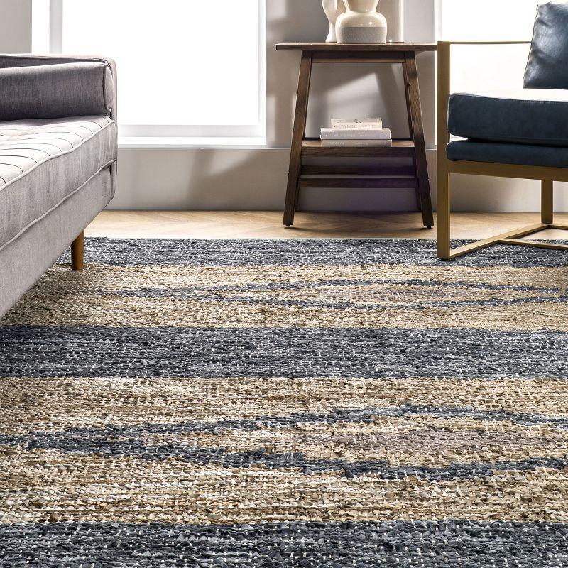 Nuloom Farren Hand Woven Diamond Leather Indoor Area Rug