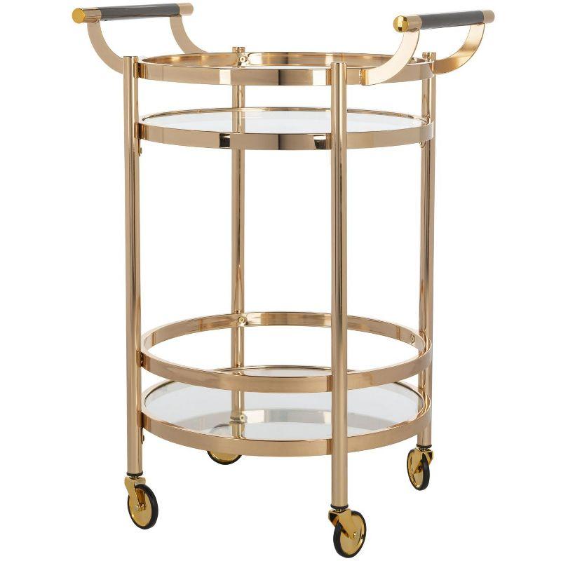 Sienna 2 Tier Round Bar Cart - BCT8001B - Gold/Glass - Safavieh