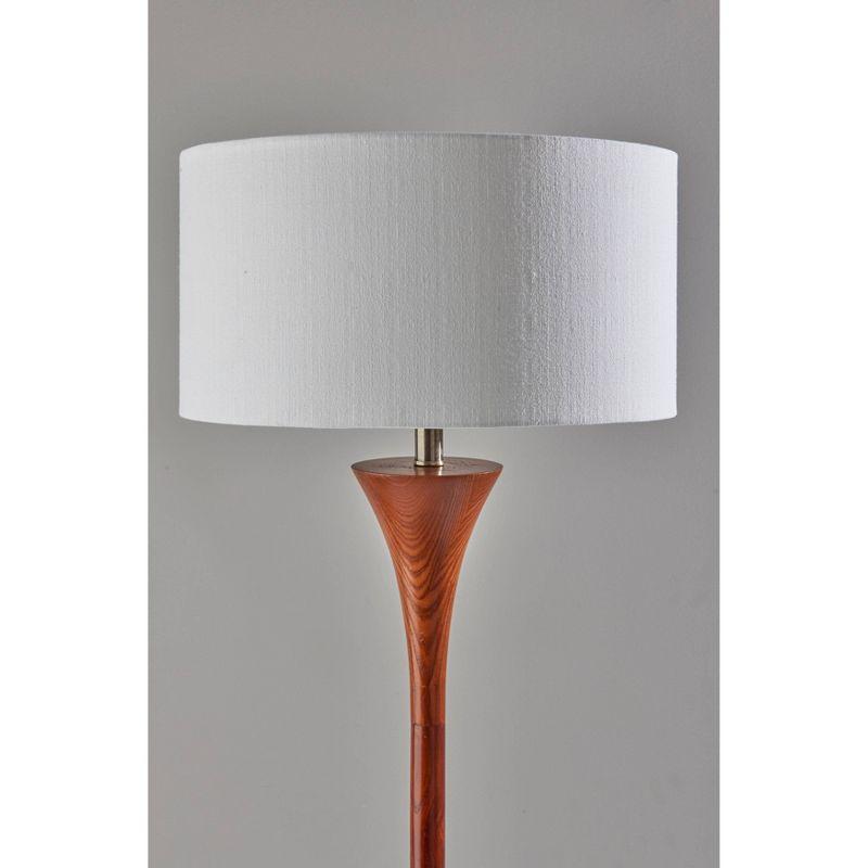 Rebecca Floor Lamp Walnut Rubberwood with Antique Brass Accent - Adesso: Tapered Design, Rotary Switch