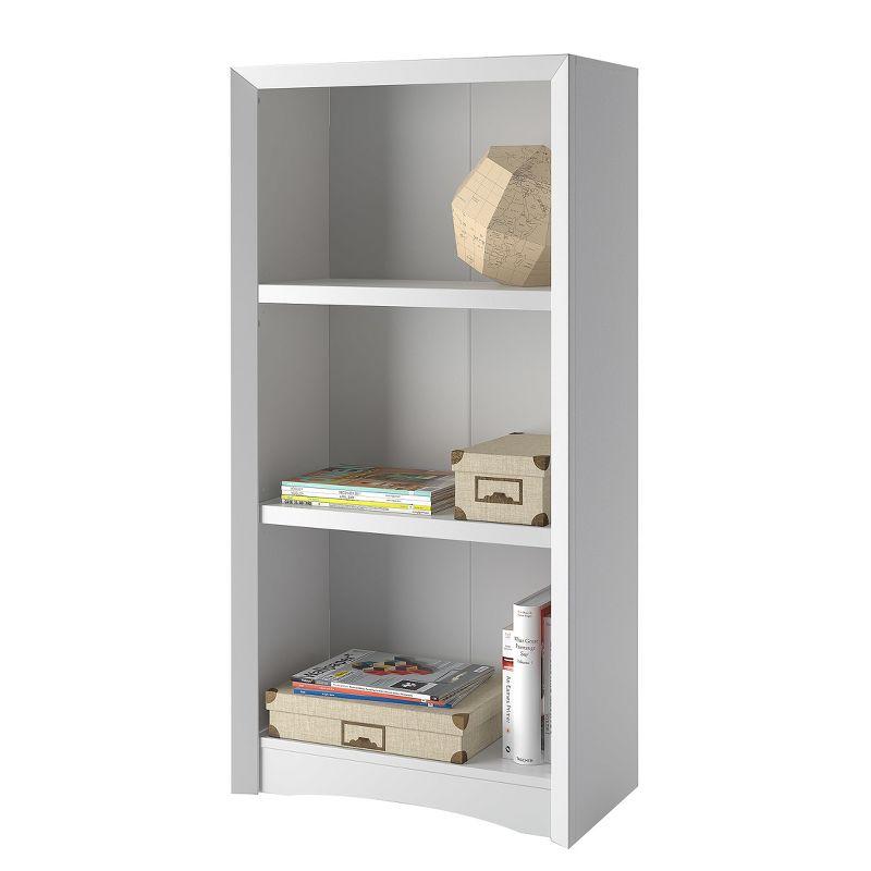 Sleek Modern Adjustable 47" White Woodgrain Laminate Bookcase