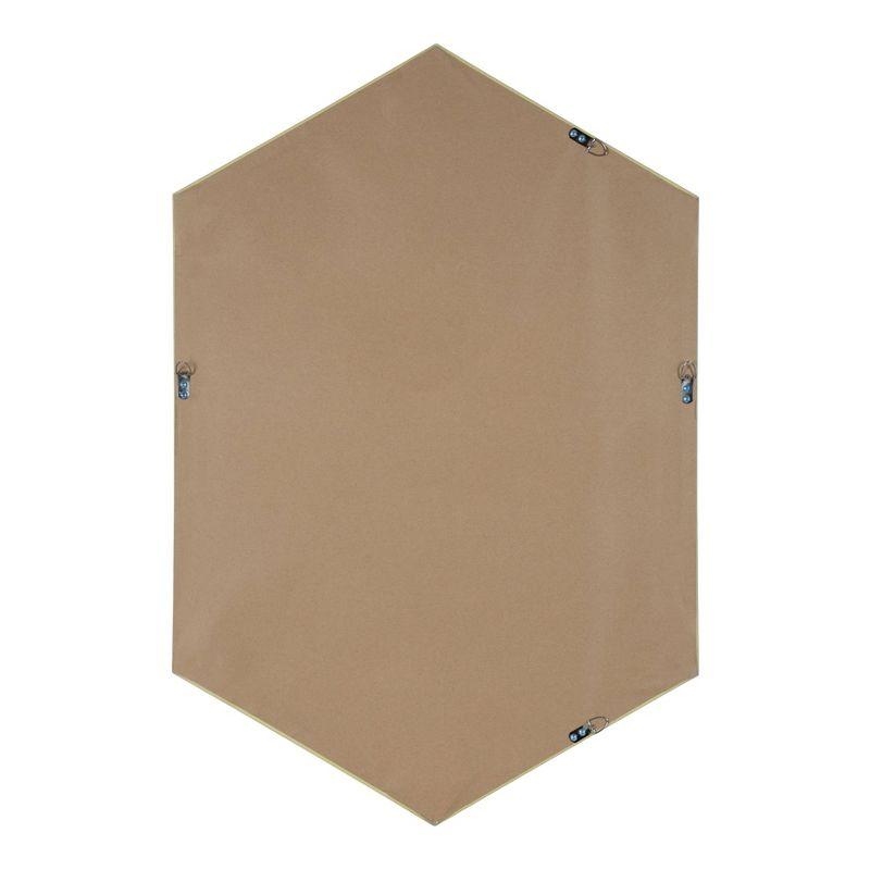 Kate and Laurel All Things Decor 24.75" x 36.75" Rhodes Framed Hexagon Wall Mirror Walnut Brown : Modern Style, No Assembly Required