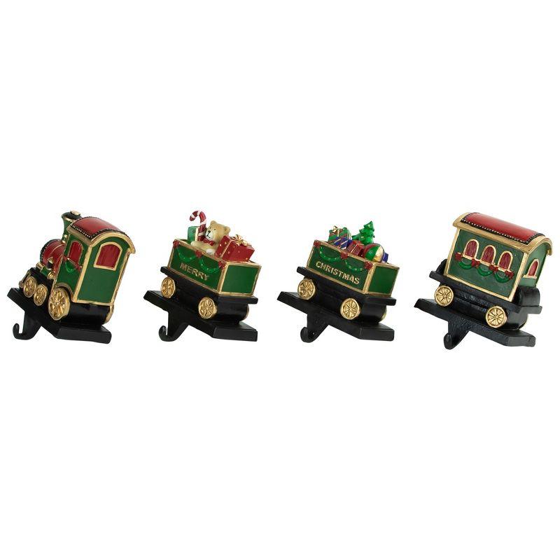 Northlight Set of 4 Merry Christmas Train Stocking Holders 5"