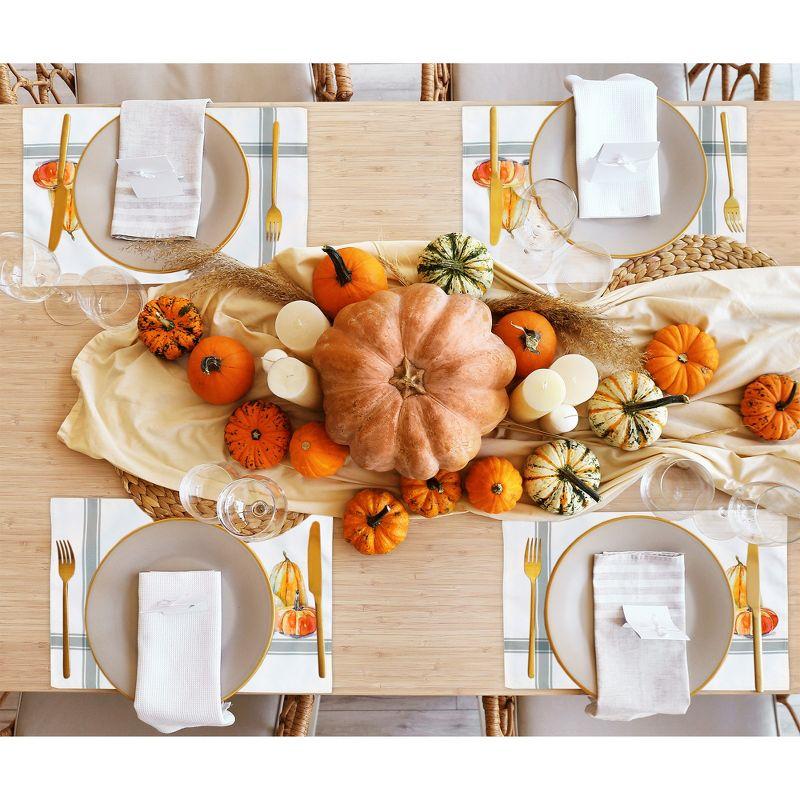 AuldHome Design Fall Placemats, 4pc Set; Thanksgiving & Halloween Pumpkin Themed Table Decor