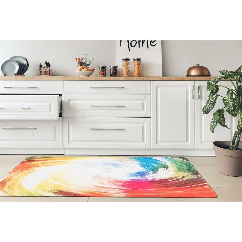 World Rug Gallery Contemporary Waves Anti-Fatigue Standing Mat - Multi 18"x47"